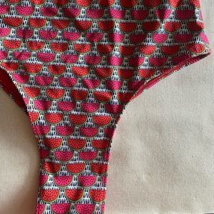 Red one pice swimsuit with watermelon print